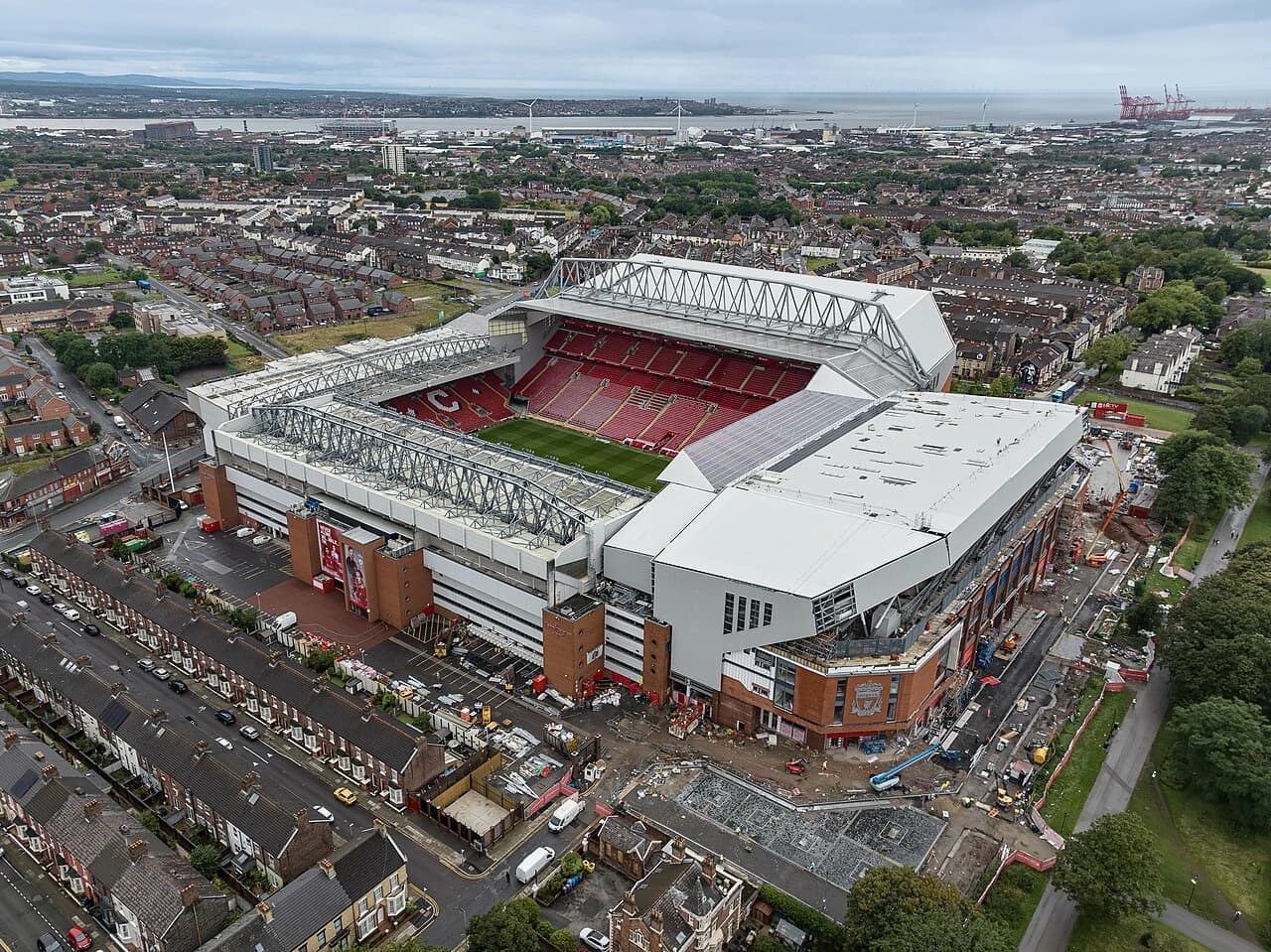 Anfield stadium, the home of Liverpool Football Club.